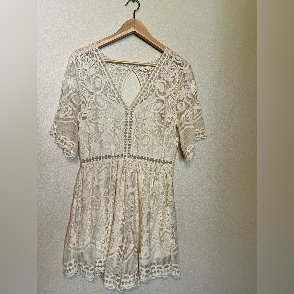 Cream Lace Romper Size L